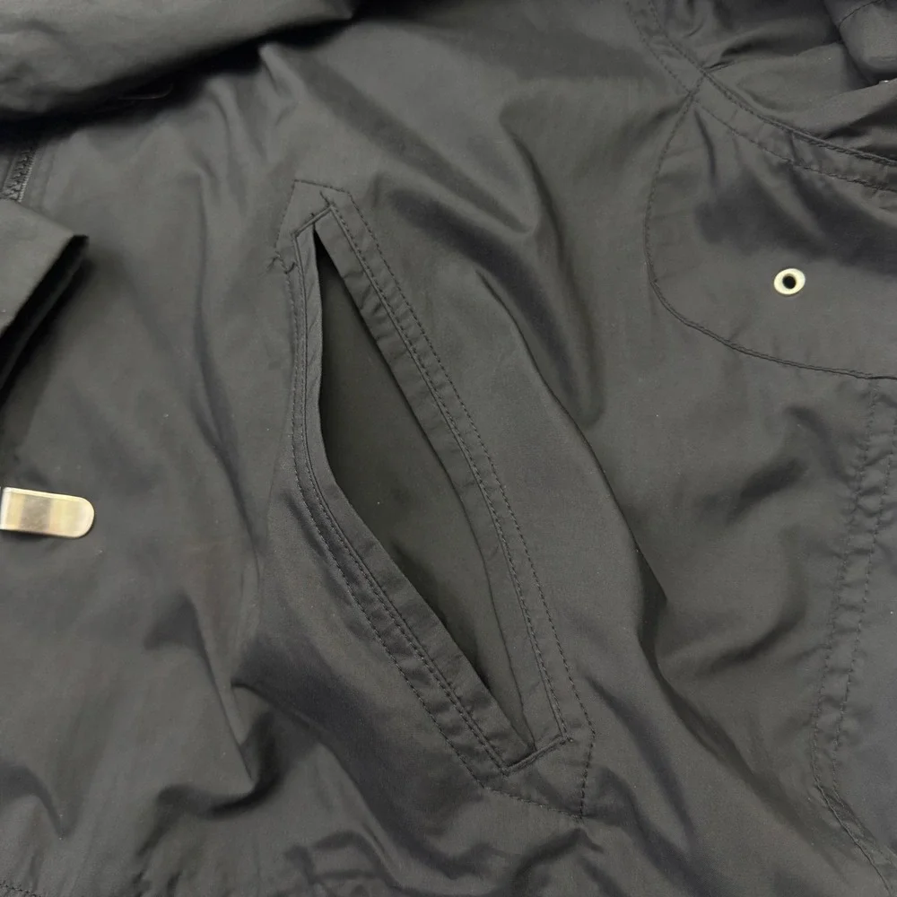 Ralph Lauren Rain Jacket Medium Dry Goods Black Lobster Claw Hooded Utility